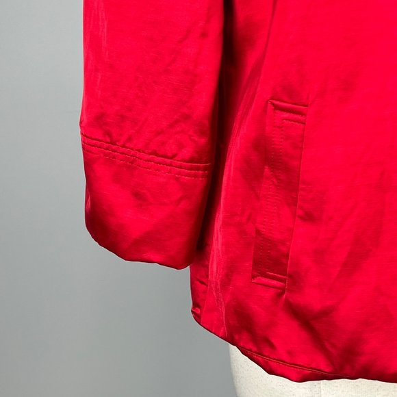Louben Red Satin Open Front Blazer Jacket Linen Cotton Blend size 10 - Picture 4 of 10
